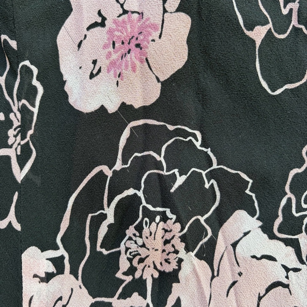 vtg papéll boutique 100% silk pink floral black dress ruffles size 14 - Picture 10 of 14
